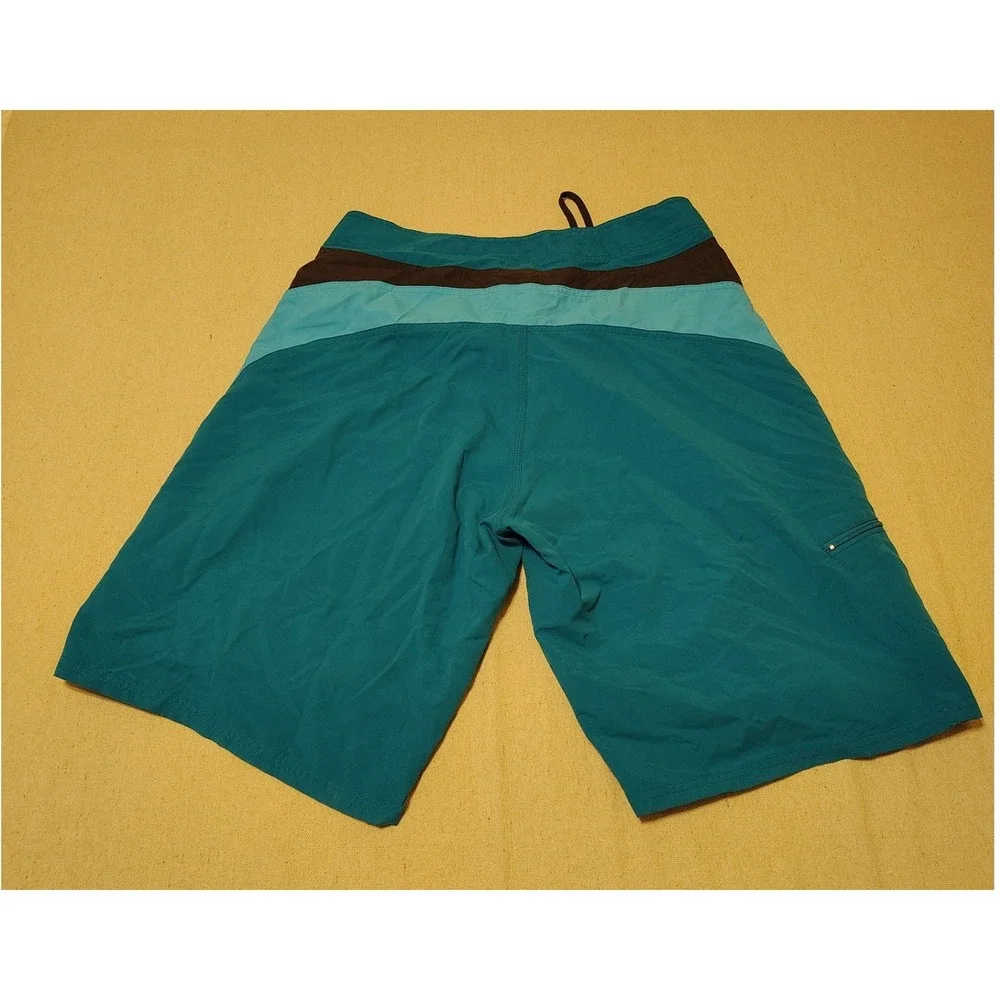 Nike Mens Board Shorts Teal Blue Brown Swim Trunks Size 34 Surfing Beachwear
